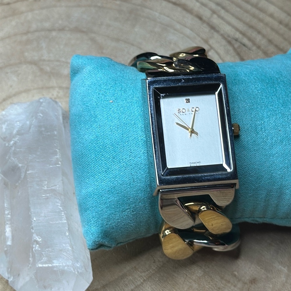 So & Co Gold Chain Band Watch unique 2 toned